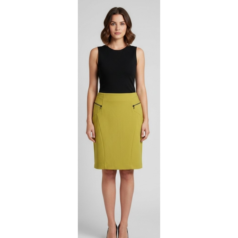 Relativity Chartreuse Pencil Skirt Size 12